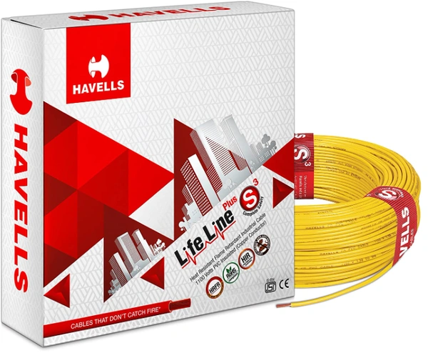Havells Life Line Plus S3 2.5 sq mm PVC HRFR Cable - 2.5 MM, Red, Black, Blue, Yellow, NA